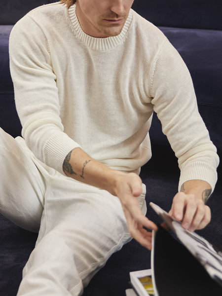 LINEN CREW NECK WHITE