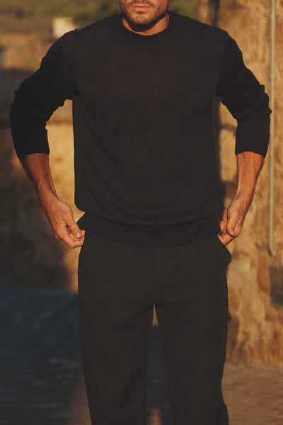 LINEN CREW NECK NAVY