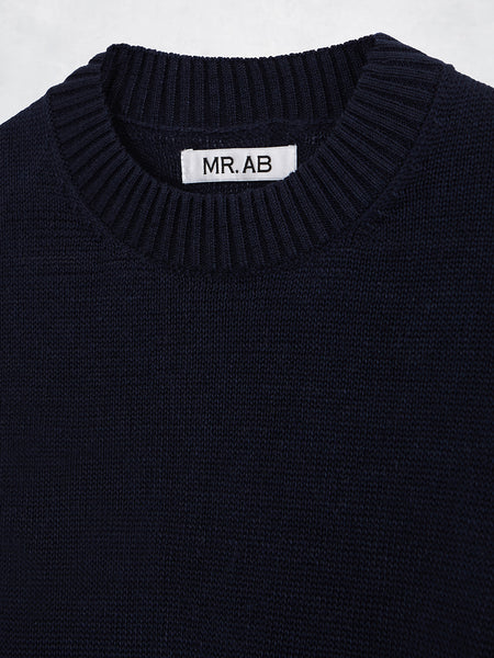 LINEN CREW NECK NAVY