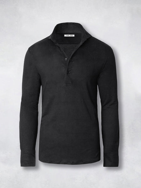 LINEN POLO BLACK