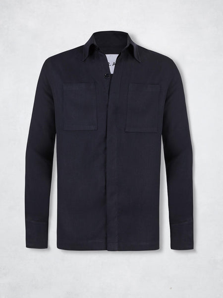 LINEN OVERSHIRT NAVY