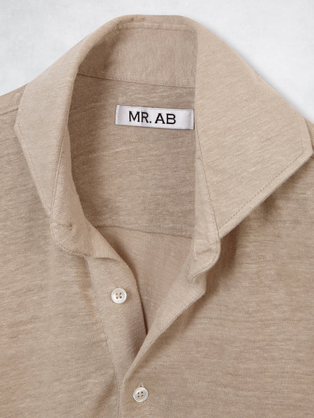 LINEN POLO SS SAND