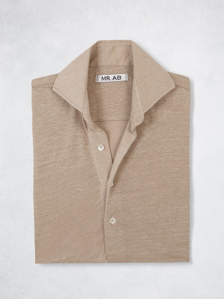 LINEN POLO SS SAND