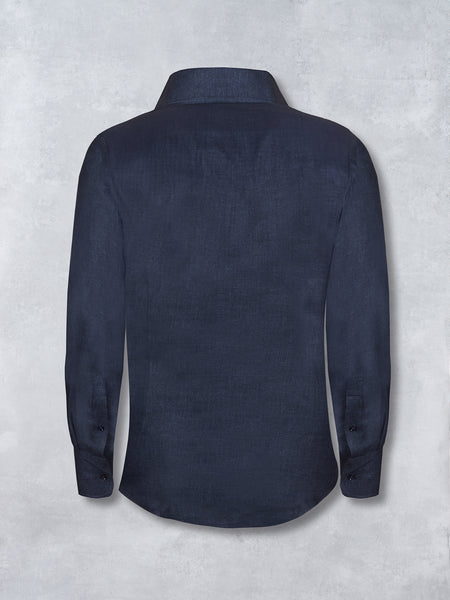 LINEN POCKET SHIRT NAVY