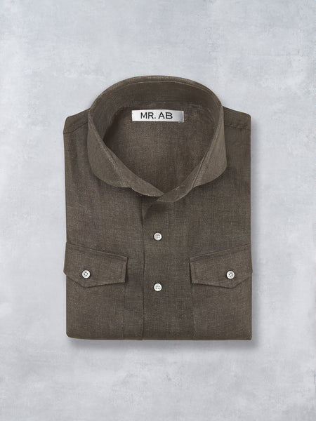 LINEN POCKET SHIRT TAUPE