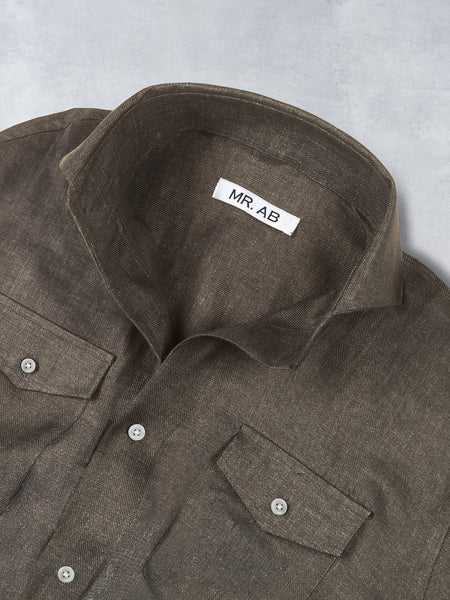 LINEN POCKET SHIRT TAUPE