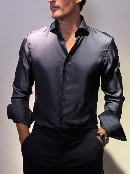 SILK SHIRT NAVY LIMITED EDITION TOPURIA