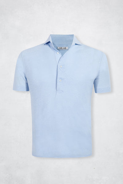 LINEN POLO SS BLUE