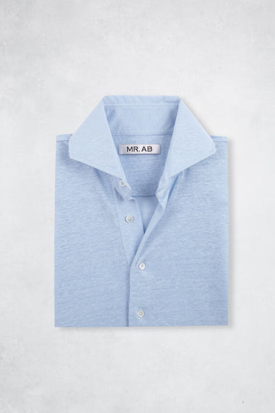 LINEN POLO SS BLUE
