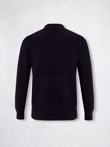 WOOL TRICOT POLO NAVY