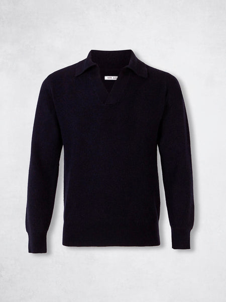 WOOL TRICOT POLO NAVY