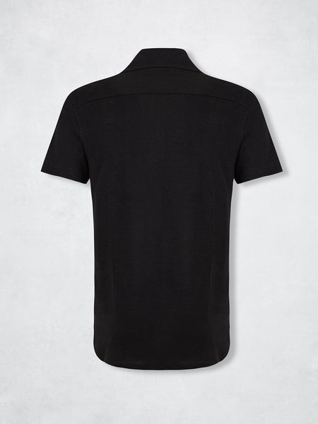 LINEN POLO SS BLACK