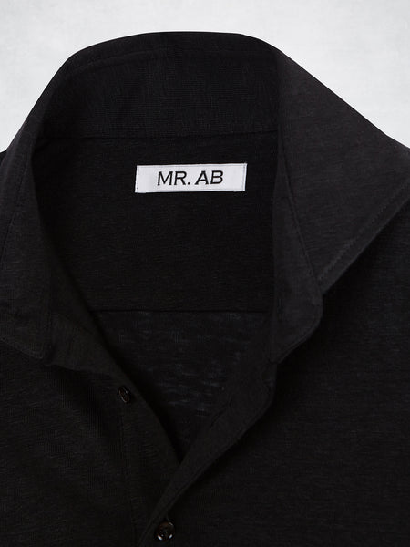 LINEN POLO SS BLACK
