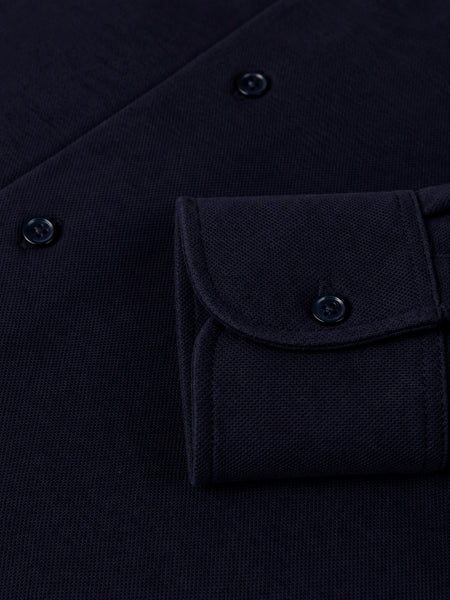 PIQUE CASHMERE SHIRT NAVY