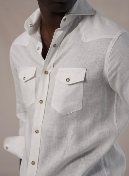 SNAP LINEN SHIRT