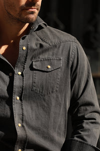 SNAP DENIM SHIRT GREY
