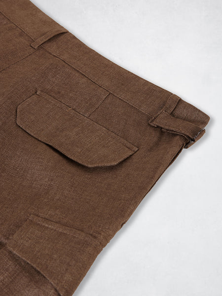 LINEN SHORTS BROWN