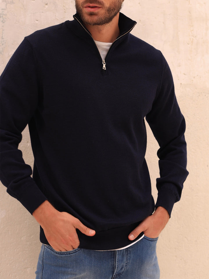 ZIPPER CASHMERE NAVY