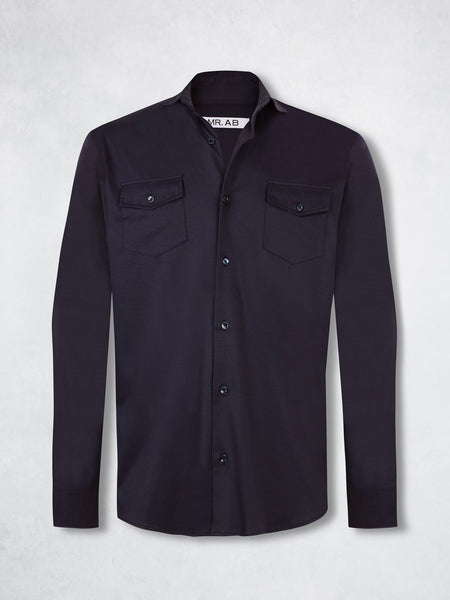 SILK POCKET SHIRT NAVY