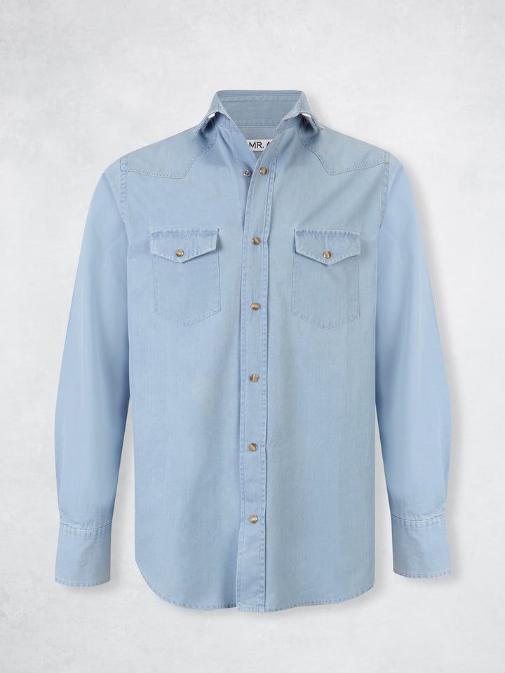 SNAP DENIM SHIRT BLUE