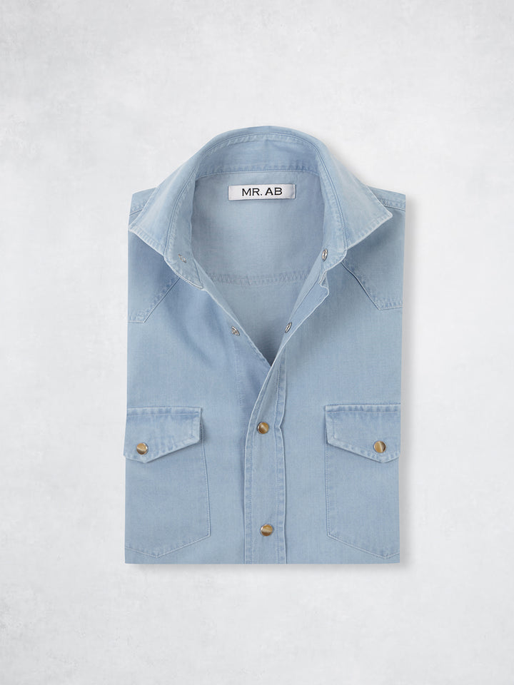 SNAP DENIM SHIRT BLUE