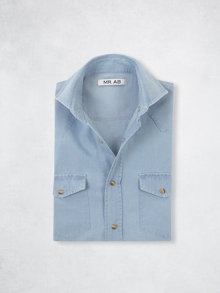 SNAP DENIM SHIRT BLUE