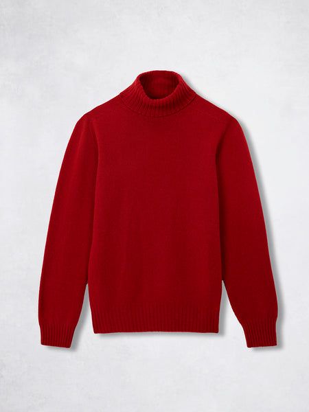 CASHMERE ROLL NECK RED