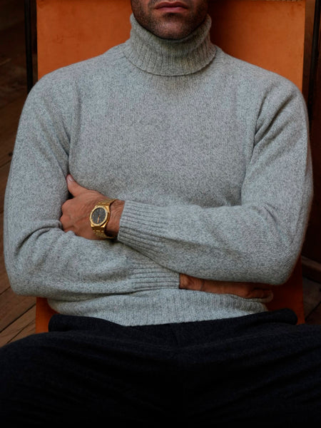 CASHMERE ROLL NECK GREY
