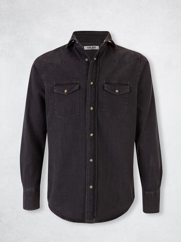 SNAP DENIM SHIRT GREY