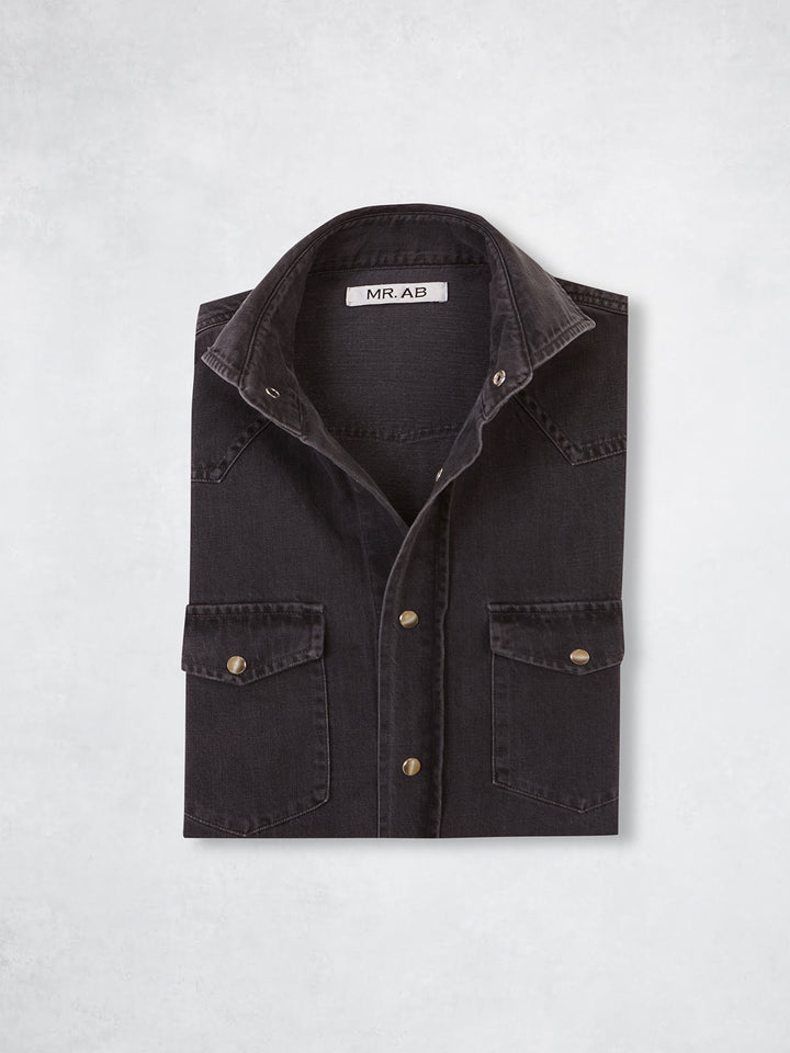 SNAP DENIM SHIRT GREY