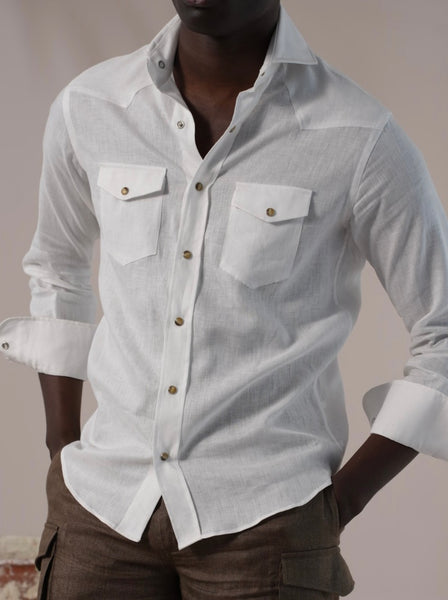 SNAP LINEN SHIRT