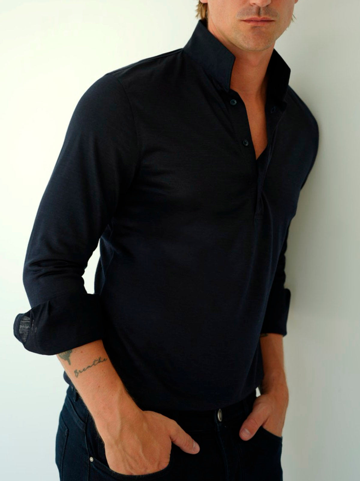 EXTRAFINE MERINO POLO MAO NAVY