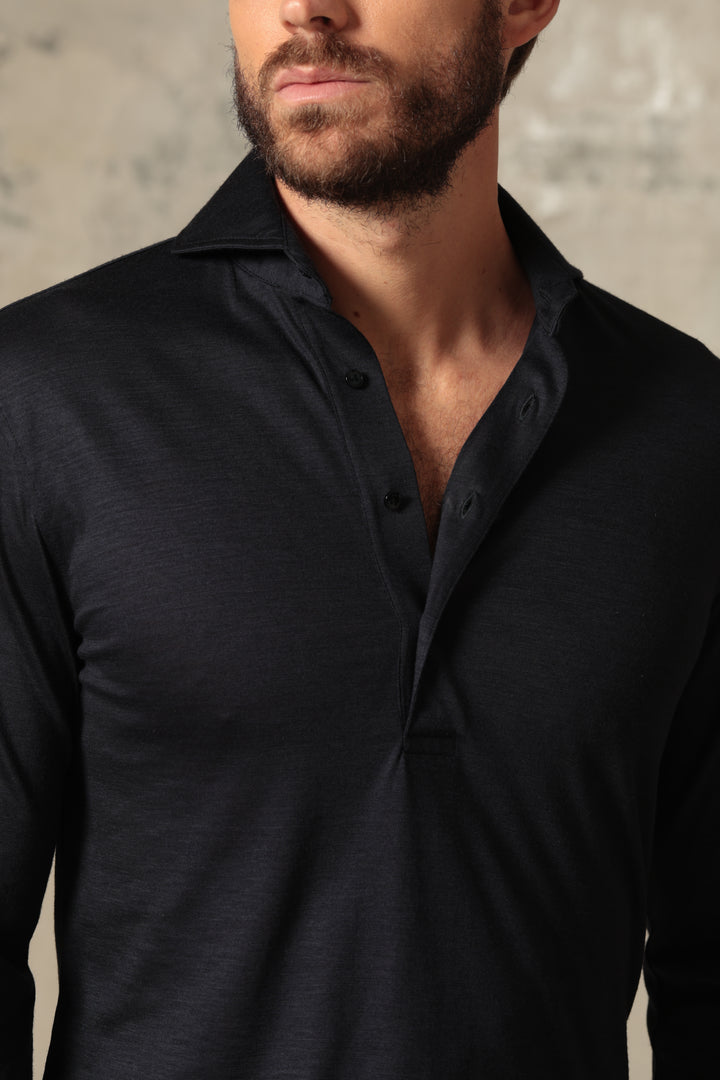 EXTRAFINE MERINO POLO NAVY