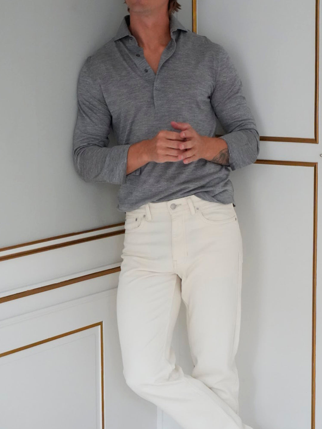 EXTRAFINE MERINO POLO GREY