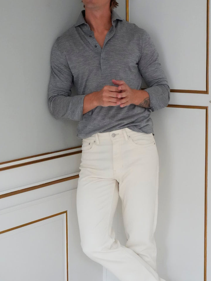 EXTRAFINE MERINO POLO GREY
