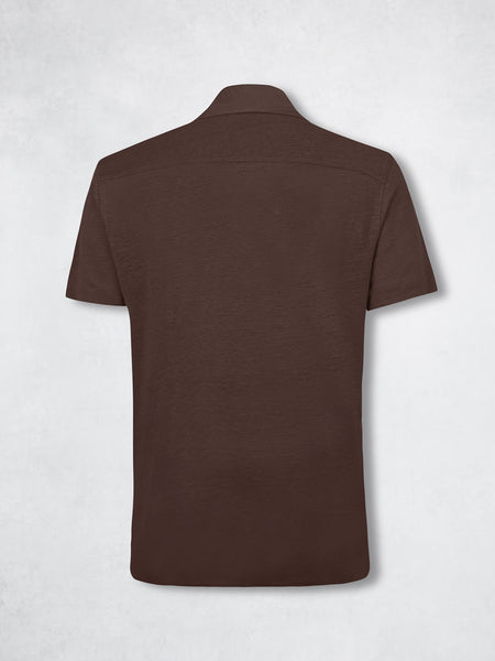 LINEN POLO SS BROWN