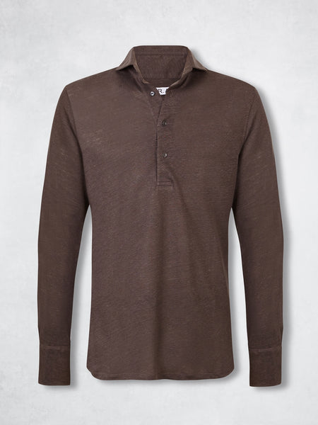 LINEN POLO BROWN