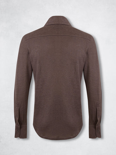 LINEN POLO BROWN