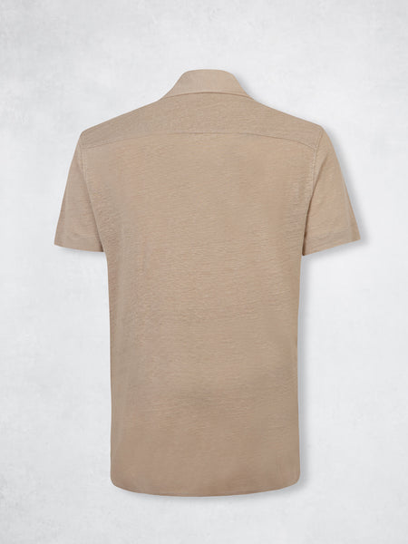 LINEN POLO SS SAND