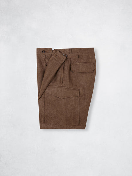 LINEN SHORTS BROWN