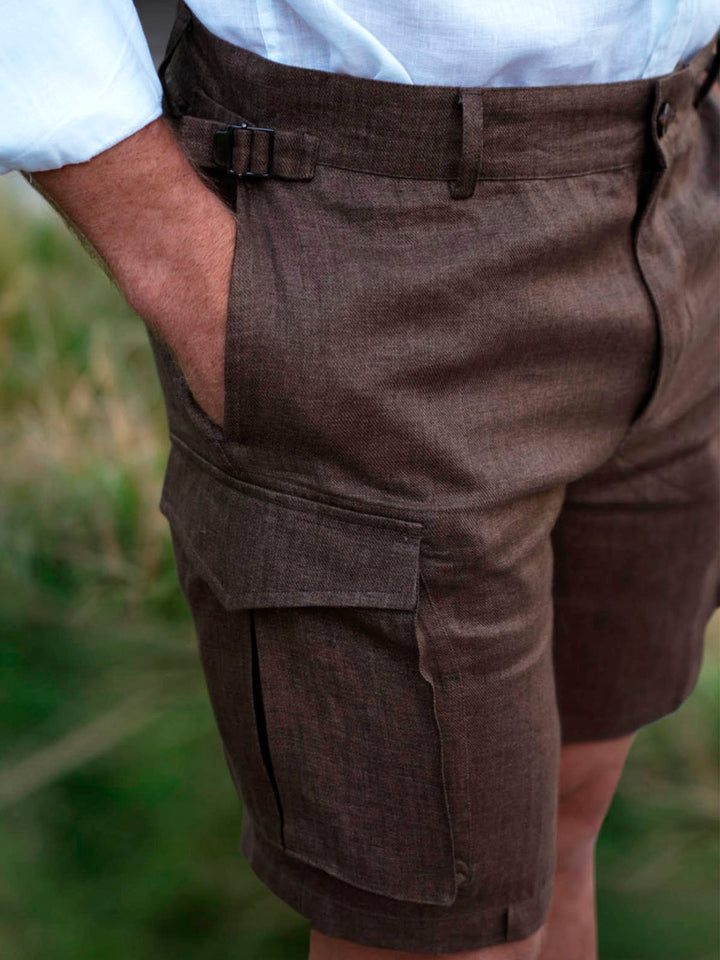 LINEN SHORTS BROWN