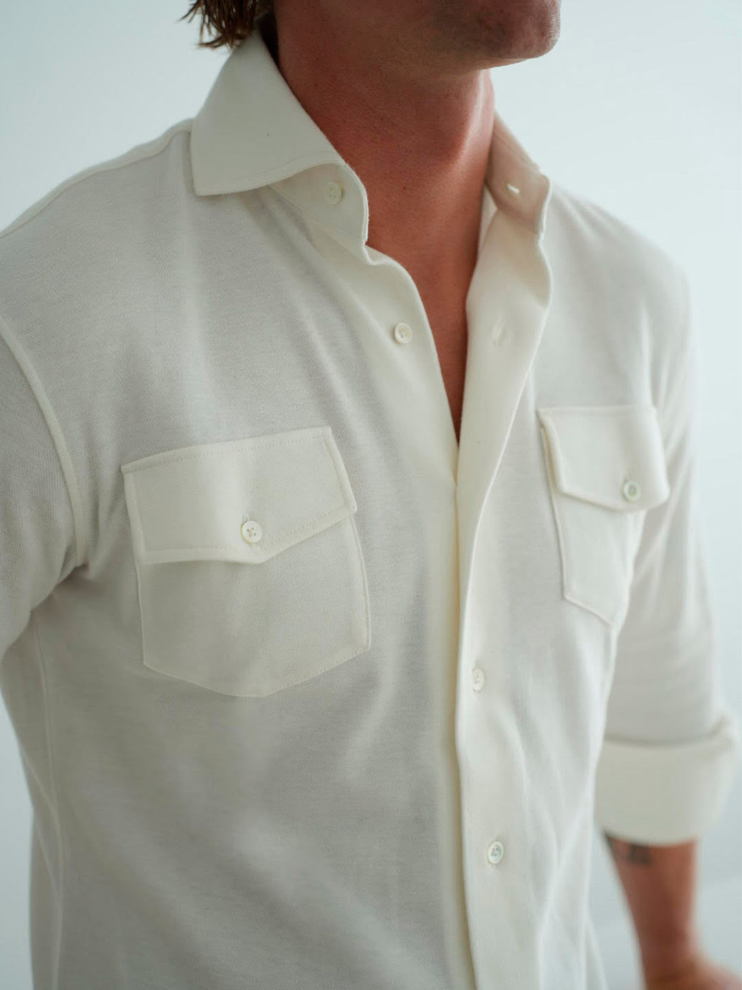 PIQUE CASHMERE SHIRT CRU