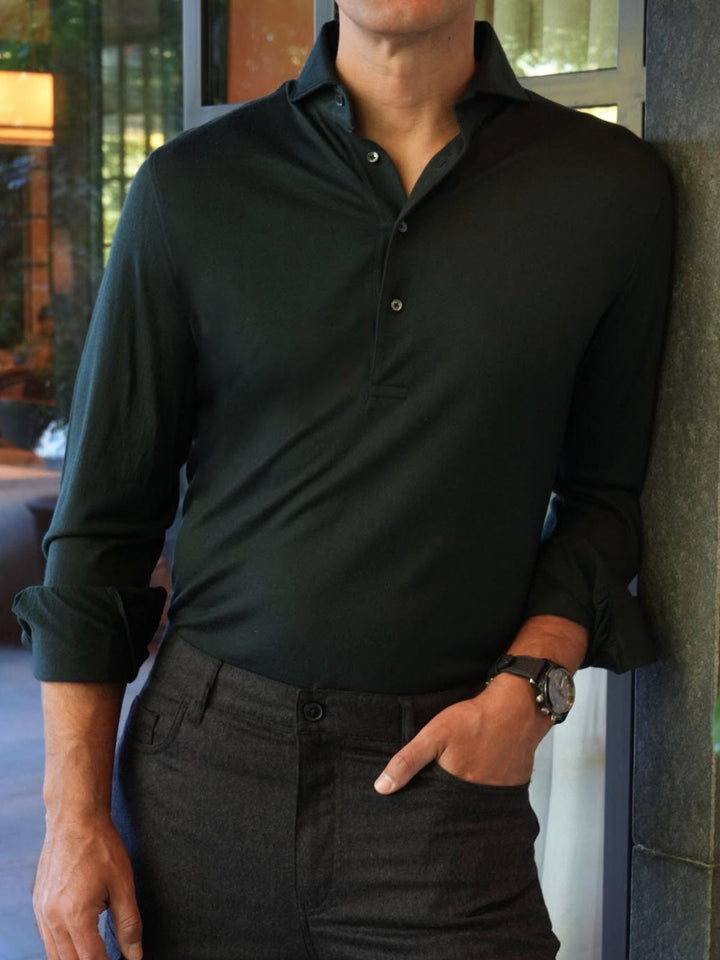 EXTRAFINE MERINO POLO GREEN