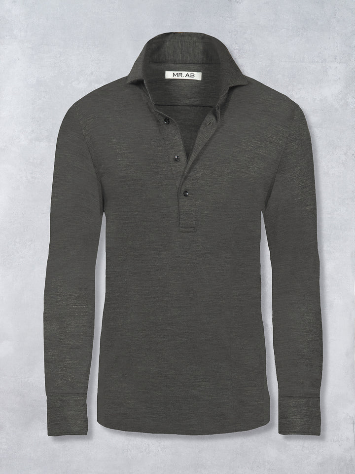 EXTRAFINE MERINO POLO DARK GREY