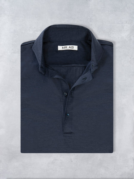 EXTRAFINE MERINO POLO NAVY