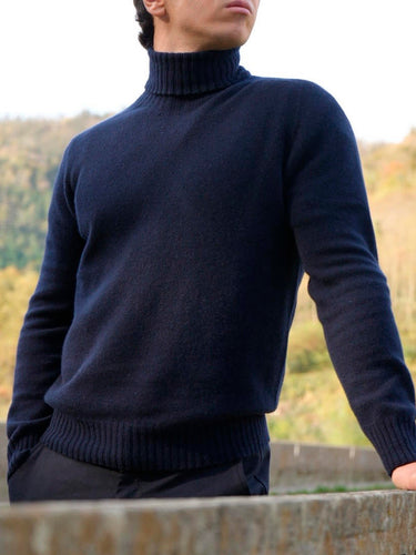 CASHMERE ROLL NECK NAVY