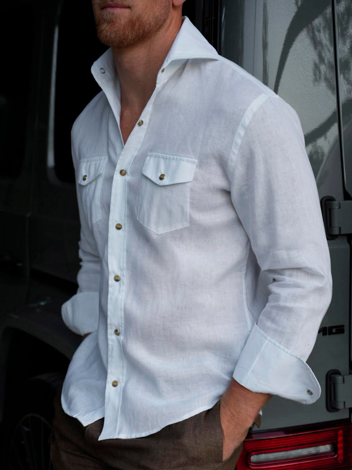 SNAP LINEN SHIRT