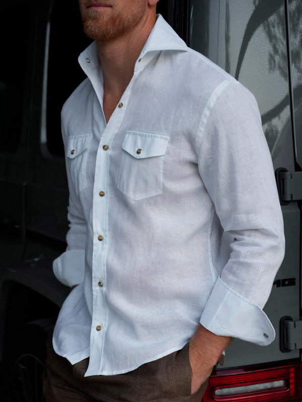 SNAP LINEN SHIRT