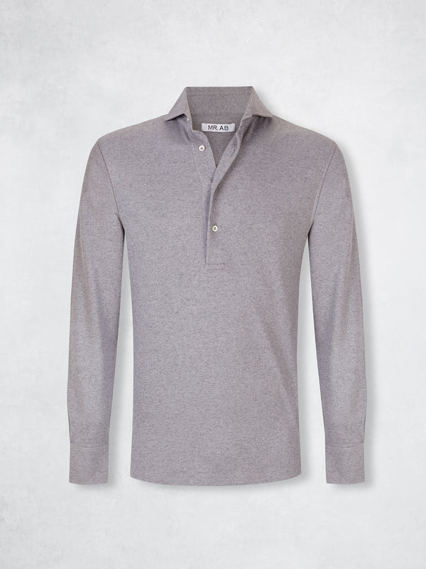 PIQUE CASHMERE POLO GREY MELANGE