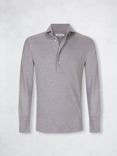 PIQUE CASHMERE POLO GREY MELANGE